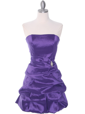 7749 Purple Bubble Hem Cocktail Dress,