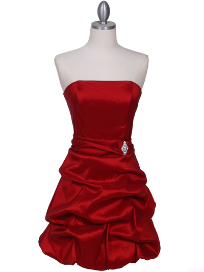 7749 Red Tafetta Bubble Cocktail Dress - Red, Front View Medium