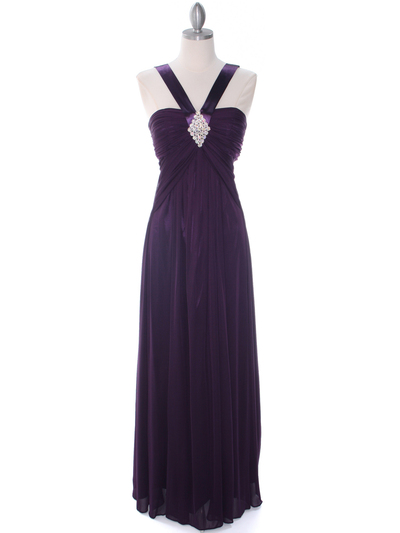 7771 Purple Evening Dress - Purple, Front View Medium