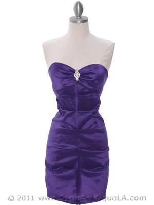 7773 Purple Stretch Taffeta Homecoming Dress, Purple