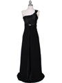 7810 Black One Shoulder Evening Dress - Black, Front View Thumbnail