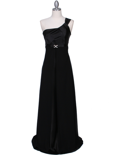 7810 Black One Shoulder Evening Dress - Black, Front View Medium