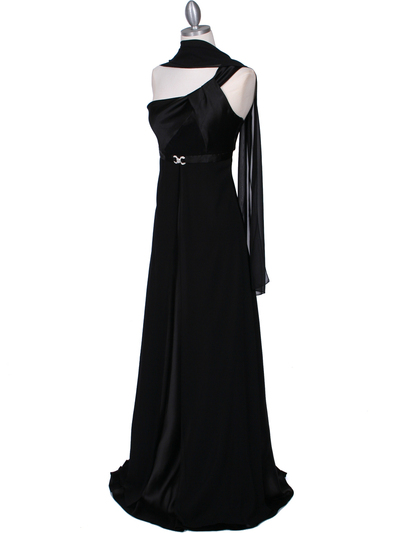 7810 Black One Shoulder Evening Dress - Black, Alt View Medium