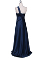7810 Navy One Shoulder Evening Dress - Navy, Back View Thumbnail