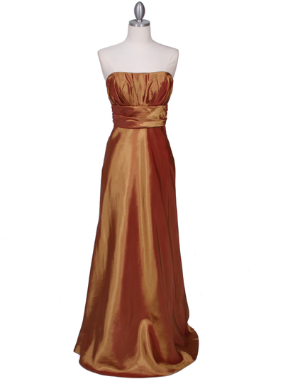 7811 Gold Tafetta Evening Dress - Gold, Front View Medium