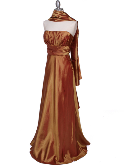 7811 Gold Tafetta Evening Dress - Gold, Alt View Medium