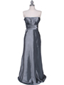 7811 Silver Tafetta Evening Dress - Silver, Front View Thumbnail