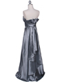 7811 Silver Tafetta Evening Dress - Silver, Back View Thumbnail
