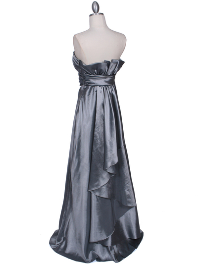 7811 Silver Tafetta Evening Dress - Silver, Back View Medium