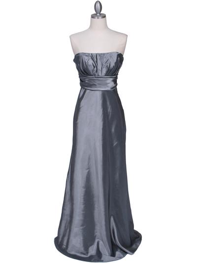 7811 Silver Tafetta Evening Dress - Silver, Front View Medium