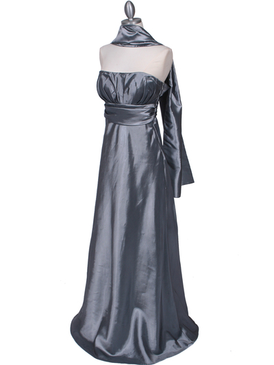 7811 Silver Tafetta Evening Dress - Silver, Alt View Medium
