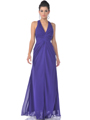 7830 Chiffon Halter Evening Dress - Purple, Front View Thumbnail