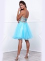 80-6212 Strapless Sweetheart Short Prom Dress - Aqua, Back View Thumbnail