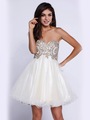 80-6212 Strapless Sweetheart Short Prom Dress - Off White, Back View Thumbnail