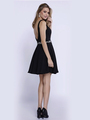 80-6241 Sleeveless Fit and Flare Cocktail Dress - Black, Back View Thumbnail