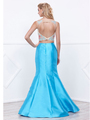 80-8287 Two-Piece Trumpet Prom Gown - Turquoise, Back View Thumbnail