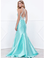 80-8296 Embellished Bodice Long Prom Dress with Mermaid Hem - Mint, Back View Thumbnail