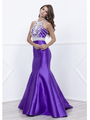 80-8296 Embellished Bodice Long Prom Dress with Mermaid Hem - Purple, Front View Thumbnail