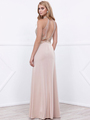 80-8319 Sleeveless Long Prom Dress with Open-Back - Cappuccino, Back View Thumbnail