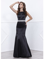 80-8320 Sleeveless Long Prom Dress with Cutout Back - Black, Front View Thumbnail