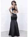 80-8320 Sleeveless Long Prom Dress with Cutout Back - Black, Back View Thumbnail