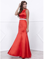 80-8320 Sleeveless Long Prom Dress with Cutout Back - Red, Front View Thumbnail