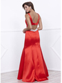 80-8320 Sleeveless Long Prom Dress with Cutout Back - Red, Back View Thumbnail