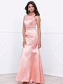 80-8320 Sleeveless Long Prom Dress with Cutout Back - Rose, Front View Thumbnail