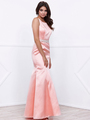 80-8320 Sleeveless Long Prom Dress with Cutout Back - Rose, Back View Thumbnail