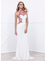 80-8322 Halter Neck Long Prom Dress with Cutout Back - Ivory, Front View Thumbnail
