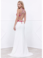 80-8322 Halter Neck Long Prom Dress with Cutout Back - Ivory, Back View Thumbnail
