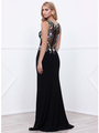 80-8323 Sleeveless Long Prom Dress - Black, Back View Thumbnail