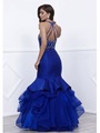 80-8332 Jeweled Illusion Bodice Long Prom Dress - Blue, Back View Thumbnail