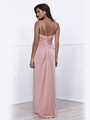 80-8347 V-Neck Long Evening Dress with Slit - Rose, Back View Thumbnail