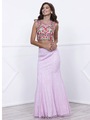 80-8373 Two-Piece Embroidery Crop Top Long Prom Dress - Lilac, Front View Thumbnail