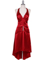 Red Satin Halter Cocktail Dress