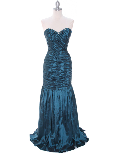 8040 Teal Prom Gown - Teal, Front View Medium