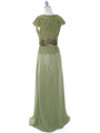 8050 Olive Lace Top Evening Dress - Olive, Back View Thumbnail