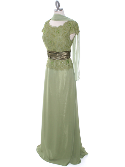 8050 Olive Lace Top Evening Dress - Olive, Alt View Medium