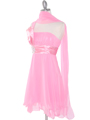8064 Pink One Shoulder Vertical Pleated Bridesmaid Dress - Pink, Alt View Thumbnail