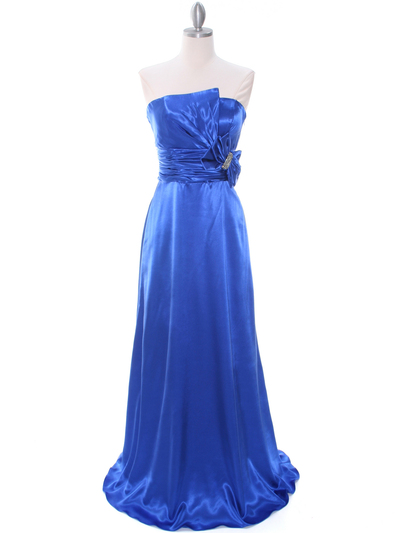 8067 Royal Blue Charmeuse Bridesmaid Evening Dress - Royal Blue, Front View Medium