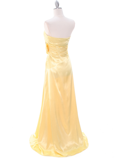 8067 Yellow Charmeuse Bridesmaid Evening Dress - Yellow, Back View Medium
