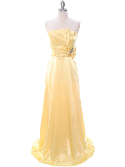 8067 Yellow Charmeuse Bridesmaid Evening Dress - Yellow, Front View Medium