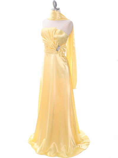 8067 Yellow Charmeuse Bridesmaid Evening Dress - Yellow, Alt View Medium