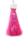 8088  Hot Pink Print Mesh Sequins Top Prom Evening Dress - Back Image
