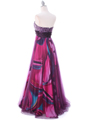 8088 Purple Print Mesh Sequins Top Prom Evening Dress - Purple, Back View Thumbnail
