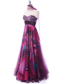 8088 Purple Print Mesh Sequins Top Prom Evening Dress - Purple, Alt View Thumbnail