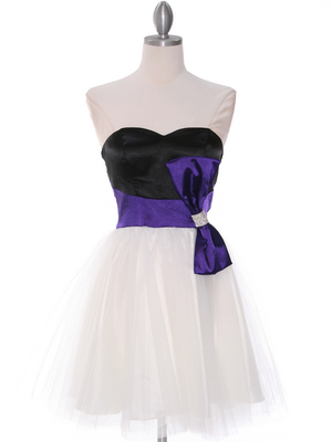 8104 Black/Purple Homecoming Dress with Bow,