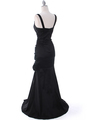 8112 Black Stretch Taffeta Evening Dress - Black, Back View Thumbnail