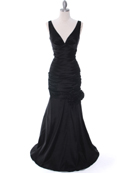 Black Stretch Taffeta Evening Dress